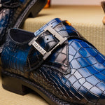 Harris Shoes 1913 Crocodile Print Mono Leather Shoes Blue