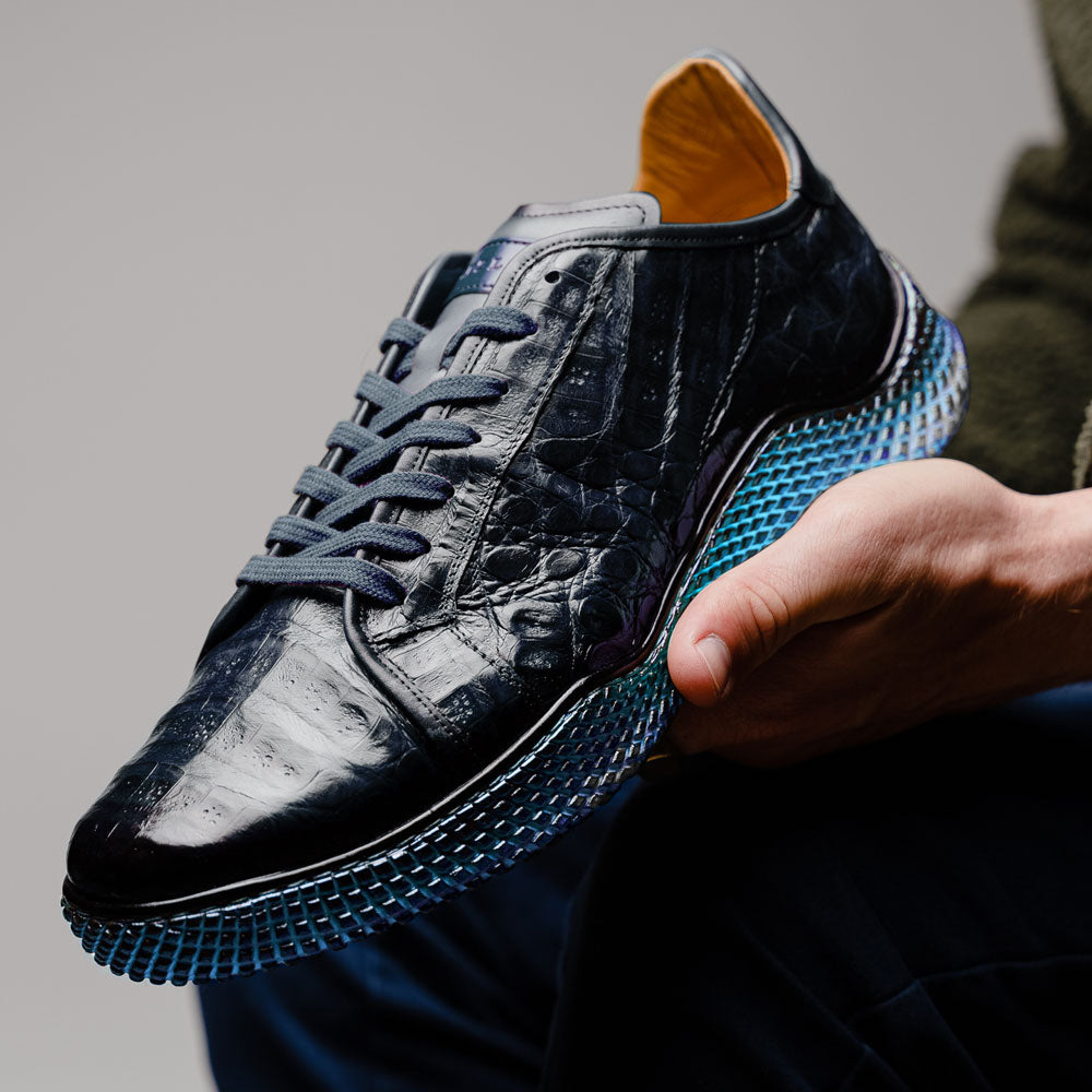 Mezlan Crocodile Super Sneaker Blue (AX4936-F)