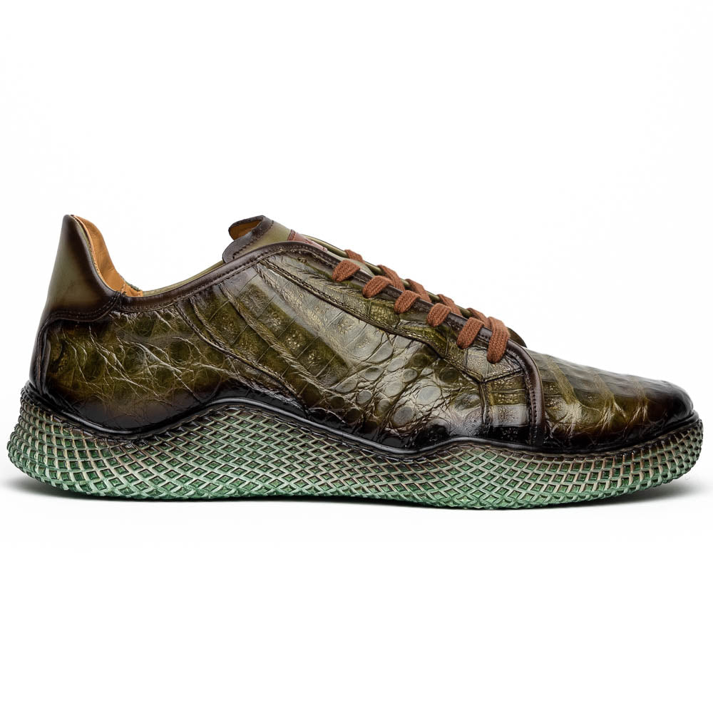 Mezlan Crocodile Super Sneaker Olive Green