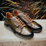 Mezlan Crocodile Super Sneaker Olive Green (EXCLUSIVE) (AX4936-F)