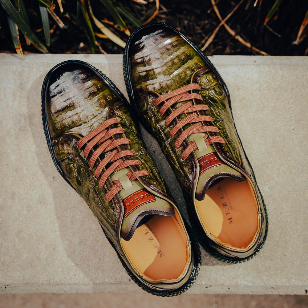 Mezlan Crocodile Super Sneaker Olive Green (EXCLUSIVE) (AX4936-F)