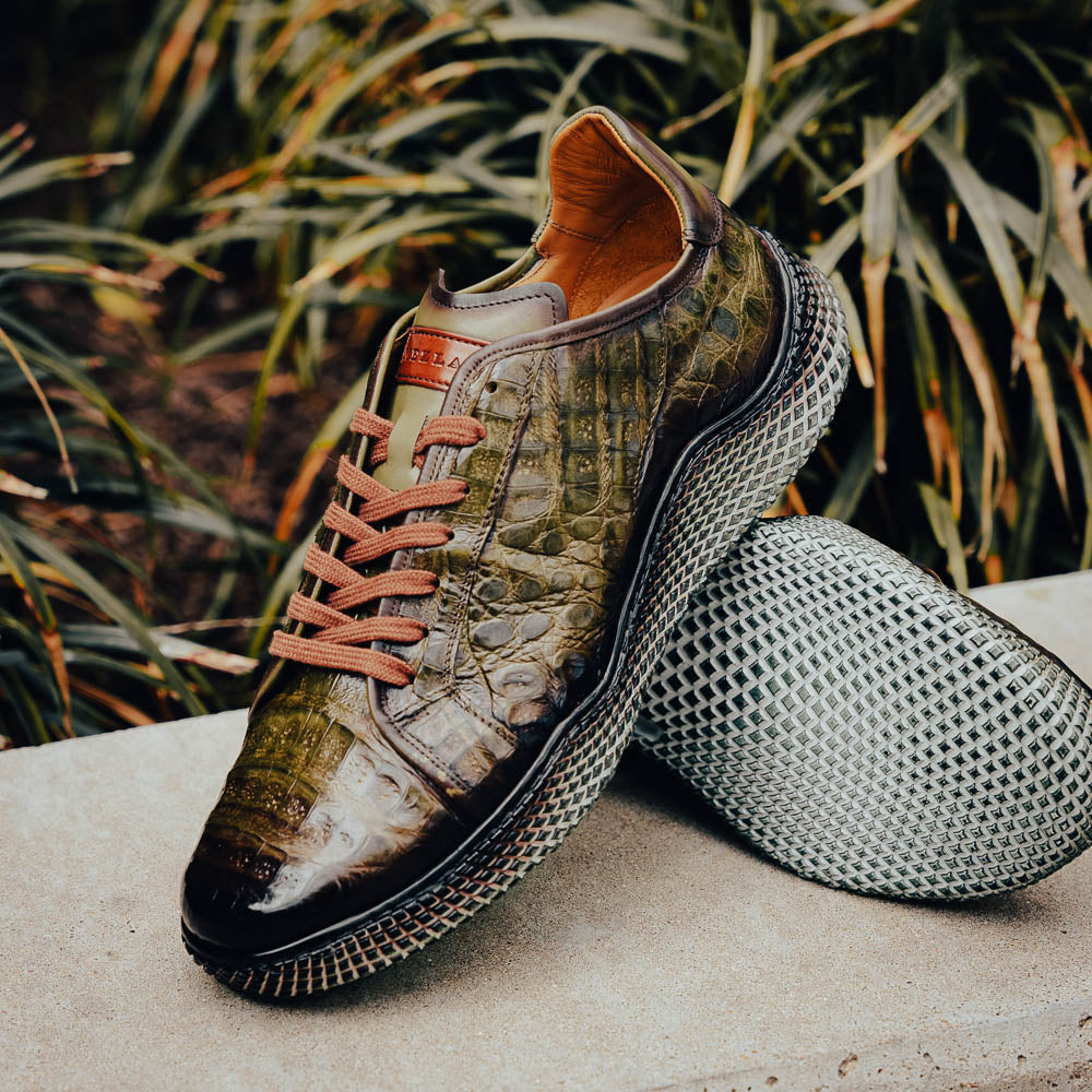 Mezlan Crocodile Super Sneaker Olive Green (EXCLUSIVE) (AX4936-F)