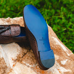 Emanuele Sempre Crocco Tassel Loafers Dark Brown