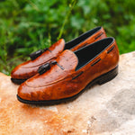 Emanuele Sempre Ostrich Tassel Loafers Cognac / Dark Brown