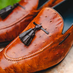 Emanuele Sempre Ostrich Tassel Loafers Cognac / Dark Brown