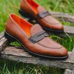 Emanuele Sempre Pebble Grain Penny Loafers Brown
