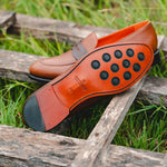 Emanuele Sempre Pebble Grain Penny Loafers Brown