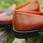 Emanuele Sempre Pebble Grain Penny Loafers Brown
