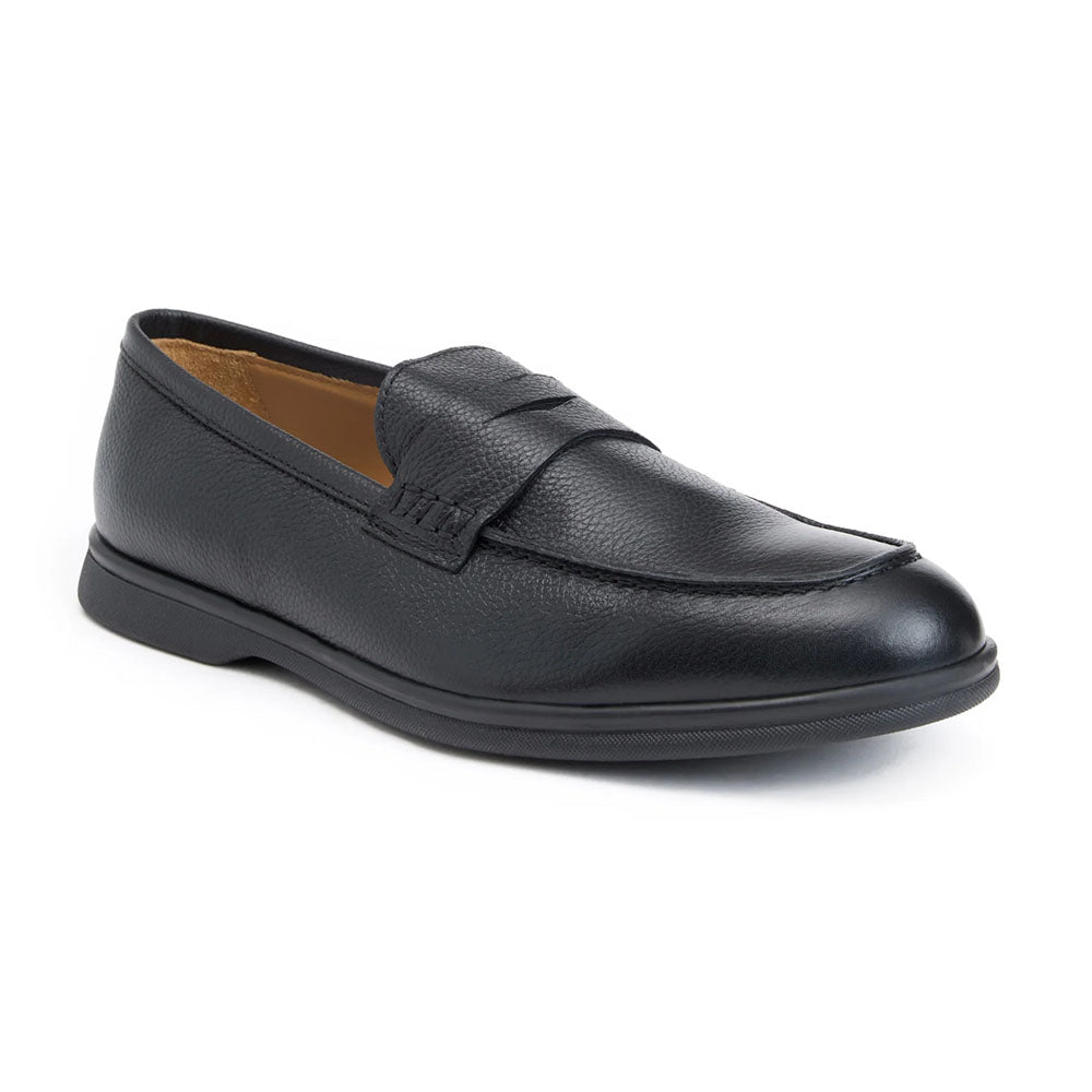 Bruno Magli Patrizio Italian Tumbled Leather Penny Loafer Black
