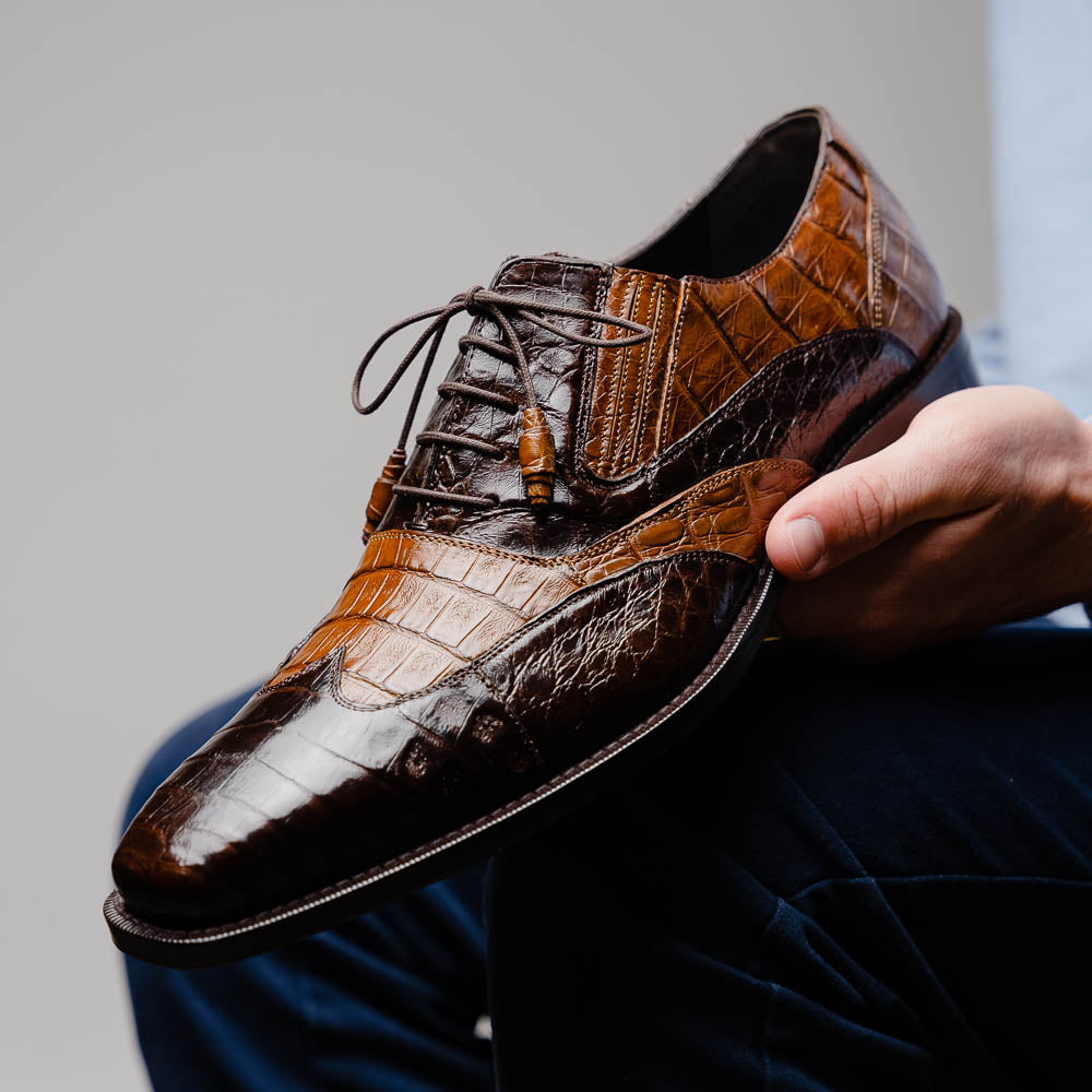 Mezlan Dade Crocodile Wingtip Spectator Shoes Brown / Camel (EXCLUSIVE) 