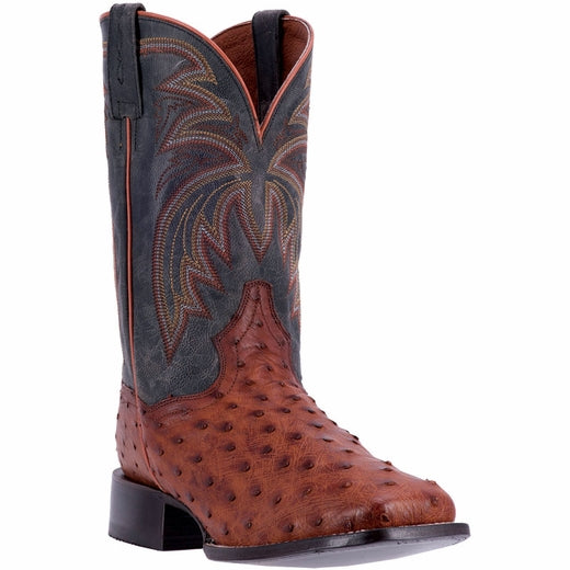 Dan Post Calhoun DP4533 Full Quill Ostrich Boots Cognac / Black