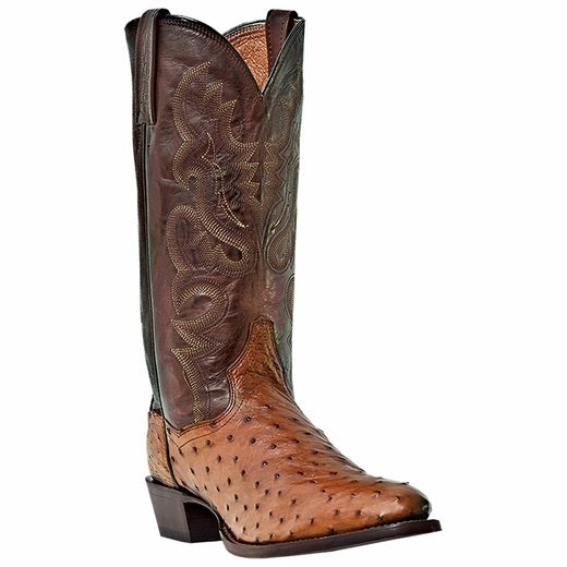 Dan Post Tempe DP2324 Ostrich Quill Western Boots Cognac