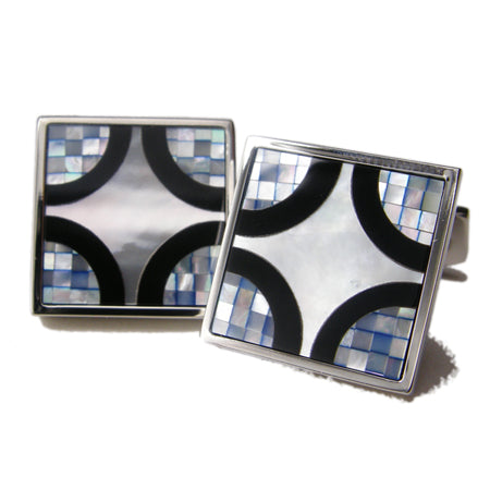 Daniel Dolce Mosaic Mother of Pearl & Onyx Cufflinks DI2051