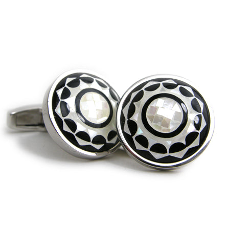 Daniel Dolce Mosaic Mother of Pearl & Onyx Cufflinks DI2261
