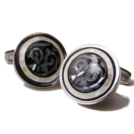 Daniel Dolce Mosaic Mother of Pearl & Onyx Cufflinks DI91R5
