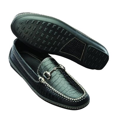 T.B. Phelps Croco Bit Driving Loafers Black