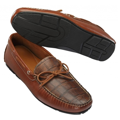 T.B. Phelps Verona Croco Euro Twist Tie Driving Shoes Sport Rust