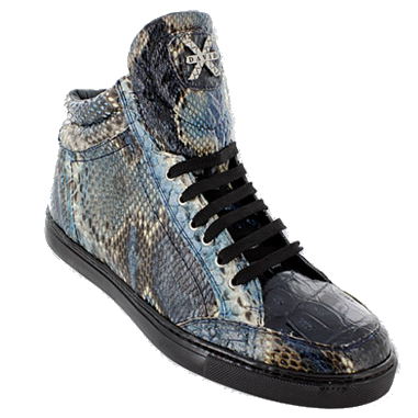David X Azul Crocodile & Python Sneakers Navy / Navy Handpainted