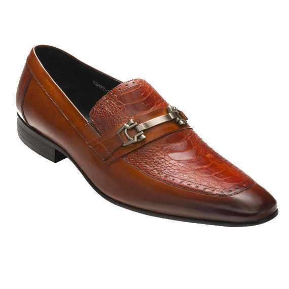 David X Charly Ostrich & Calfskin Bit Loafers 