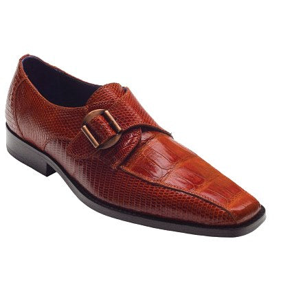 David X Giorgio Crocodile & Lizard Monk Strap Shoes Cognac