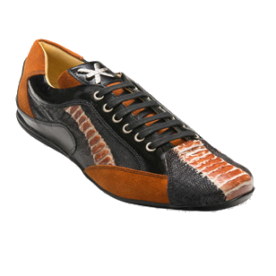 David X Legui Ostrich Sneakers Black / Cognac