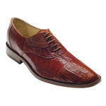 David X Mondo Crocodile & Ostrich Leg Cap Toe Shoes Caramel