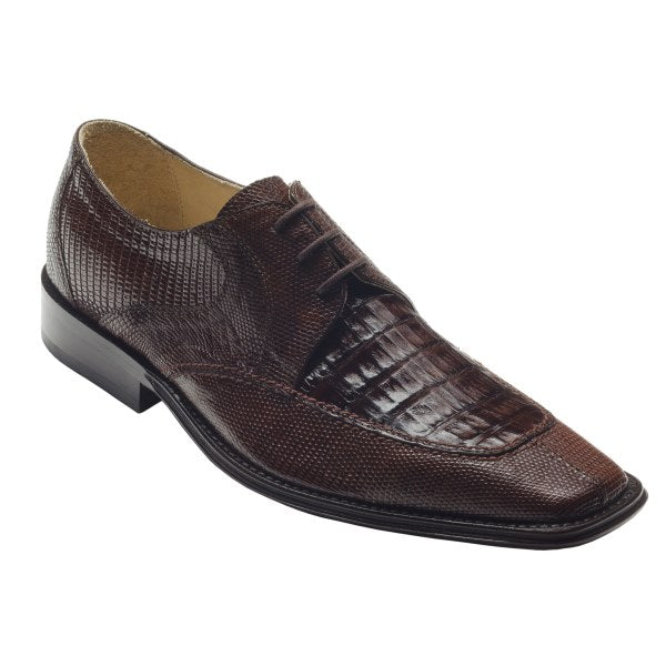 David X Mory Crocodile & Lizard Apron Toe Shoes Brown