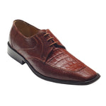 David X Mory Crocodile & Lizard Apron Toe Shoes Cognac