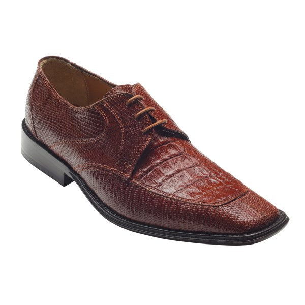 David X Mory Crocodile & Lizard Apron Toe Shoes Cognac