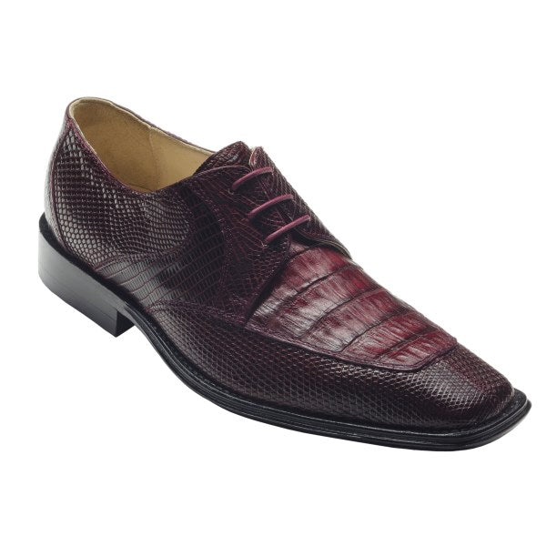 David X Mory Crocodile & Lizard Apron Toe Shoes Wine