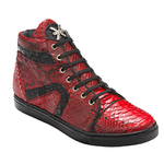 David X Motta Python Sneakers Red