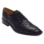 David X Orlando Ostrich Lace Up Shoes Black