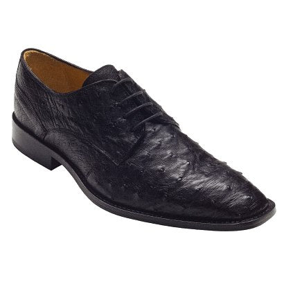 David X Orlando Ostrich Lace Up Shoes Black