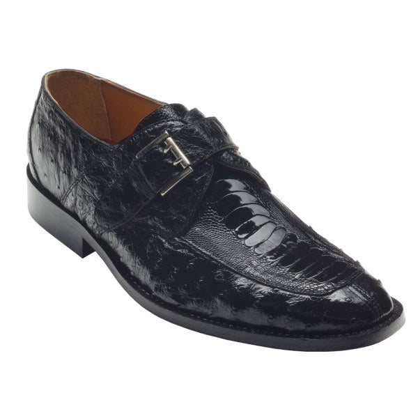 David X Paulo Ostrich Monk Strap Shoes Black