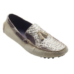 David X Porta Python & Suede Driving Shoes Natural/Taupe