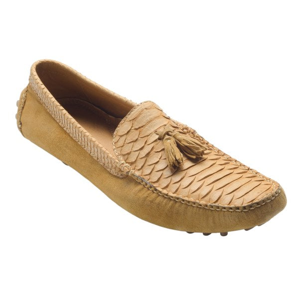 David X Porta Python & Suede Driving Shoes Sand