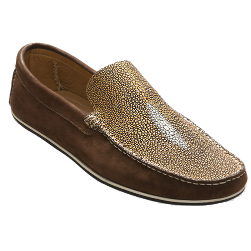 David X Ray Stingray & Suede Loafers Gold / Brown