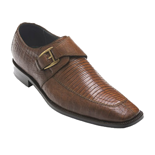 David X Remy Lizard Monk Strap Shoes Tobacco