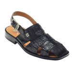 David X Sandy Crocodile & Lizard Sandals Black