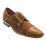 David X Soto Crocodile & Suede Cap Toe Shoes Sand
