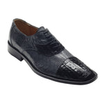 David X Terra Crocodile & Ostrich Cap Toe Shoes Black/Gray