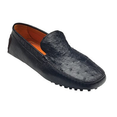 David X Tom Ostrich Quill Driving Shoes Black