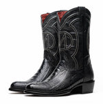 Marco Di Milano Denver Ostrich Leg Round Toe Cowboy Boot Black