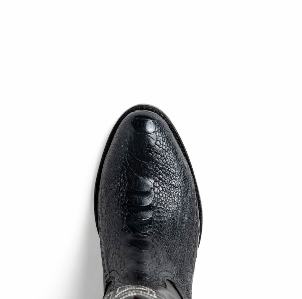 Marco Di Milano Denver Ostrich Leg Round Toe Cowboy Boot Black