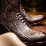 Marco Di Milano Denver Ostrich Leg Round Toe Cowboy Boot Brown