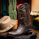 Marco Di Milano Denver Ostrich Leg Round Toe Cowboy Boot Brown