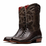 Marco Di Milano Denver Ostrich Leg Round Toe Cowboy Boot Brown