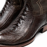 Marco Di Milano Denver Ostrich Leg Round Toe Cowboy Boot Brown
