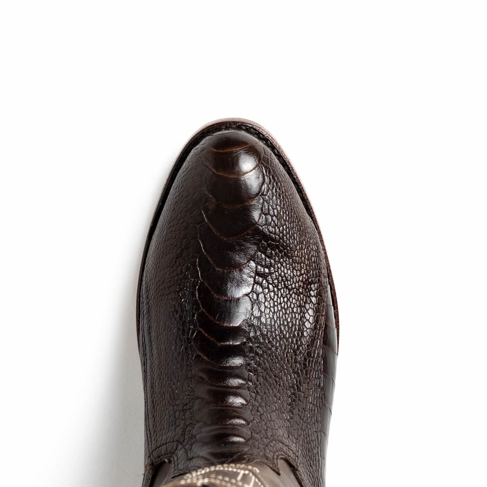 Marco Di Milano Denver Ostrich Leg Round Toe Cowboy Boot Brown