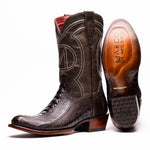 Marco Di Milano Denver Ostrich Leg Round Toe Cowboy Boot Brown